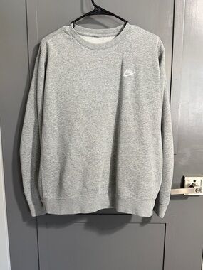 Nike Light Gray Crewneck Sweatshirt with Small White Logo